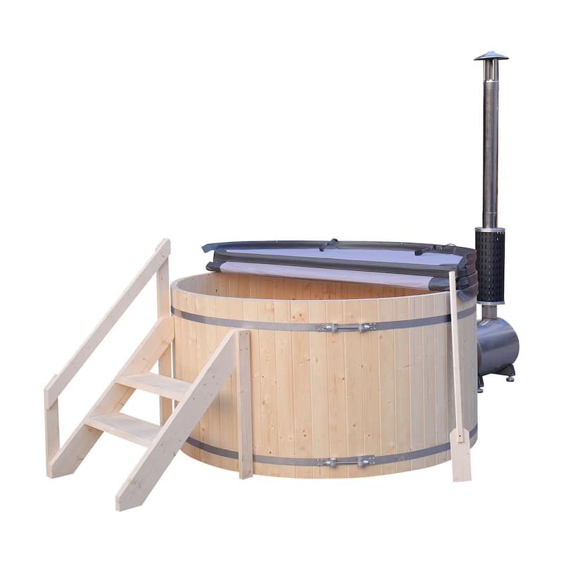 ALEKO Pine Hot Tub and Ice Bath 4-5 Person with Wood-Fired Heater