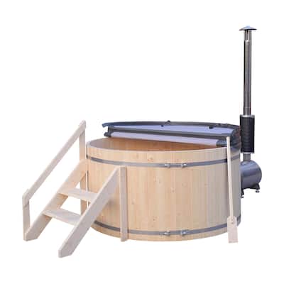 ALEKO Pine Hot Tub and Ice Bath 4-5 Person with Wood-Fired Heater