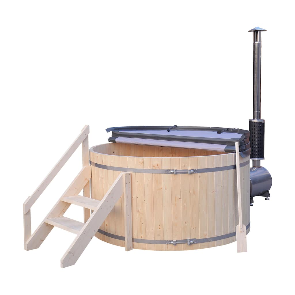 ALEKO Pine Hot Tub and Ice Bath 4-5 Person with Wood-Fired Heater