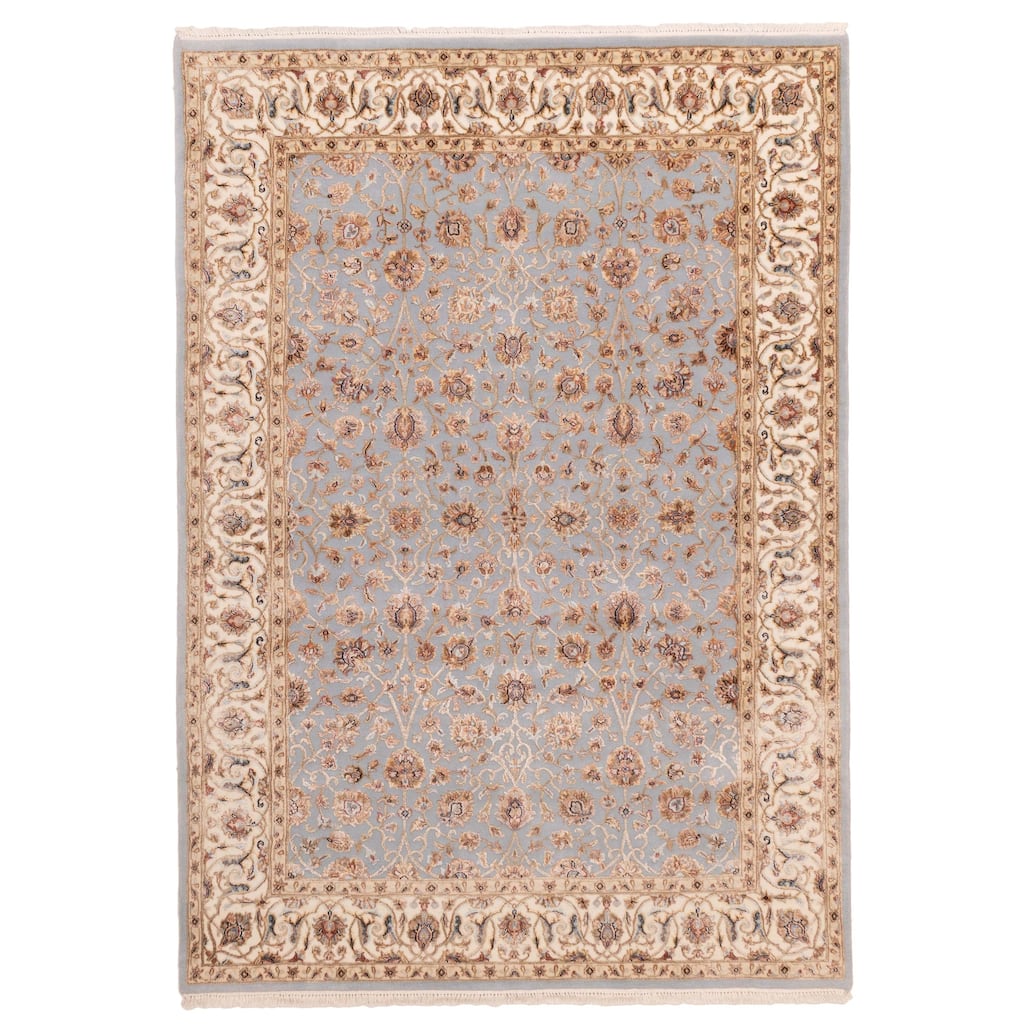 ECARPETGALLERY Hand-knotted Mirzapur Light Blue Viscose, Wool Rug - 5'7 x 7'10