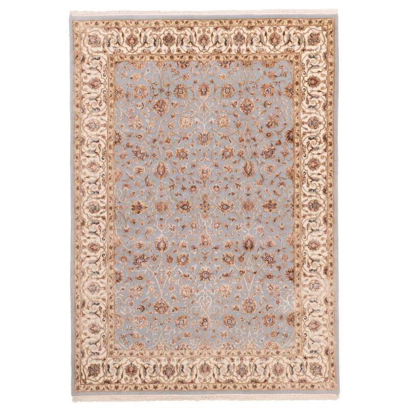 ECARPETGALLERY Hand-knotted Mirzapur Light Blue Viscose, Wool Rug - 5'7 x 7'10