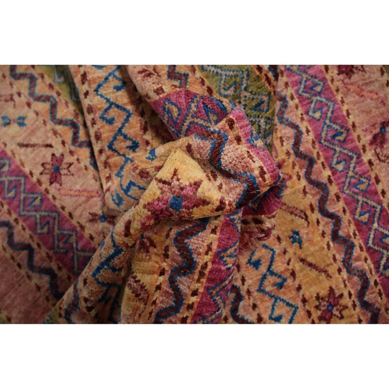 Hand Knotted Oriental 100% Wool Carpet Traditional Geometric Multi-Colored Ziegler Area Rug - 10' 0'' X 8' 0''