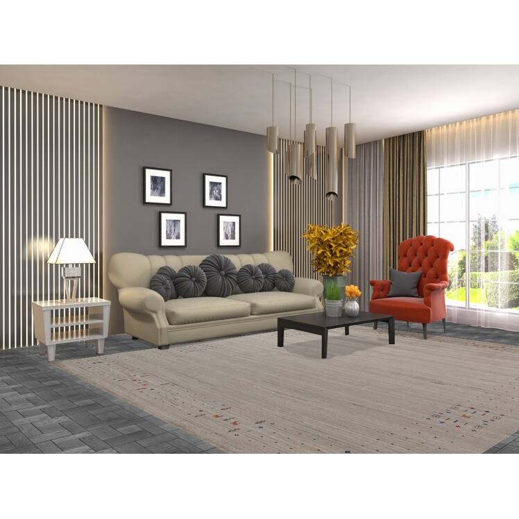 Tribal Gabbeh Indian Area Rug Hand-Knotted Wool Carpet - 8'4" x 9'10"