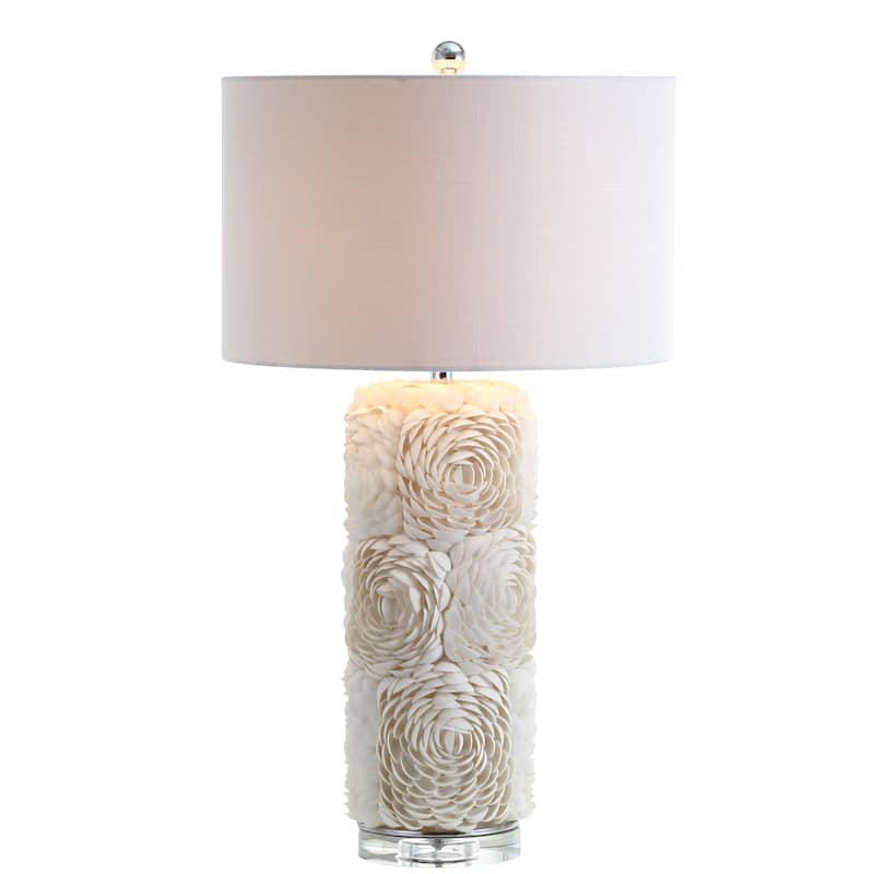 Kennedy 28.5" Seashell/Resin/Crystal LED Table Lamp, Cream by JONATHAN Y