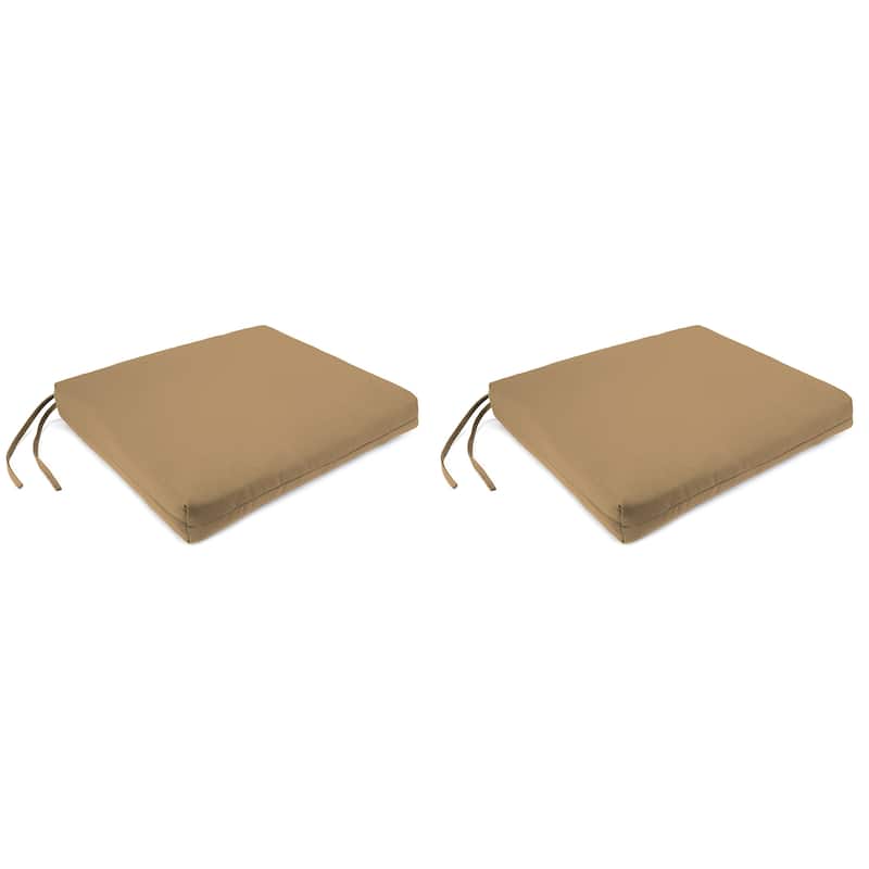 Sunbrella 19" x 17" Outdoor Seat Cushion with Ties - Set of 2 - 19" W x 17" L x 2" H - Canvas Cocoa