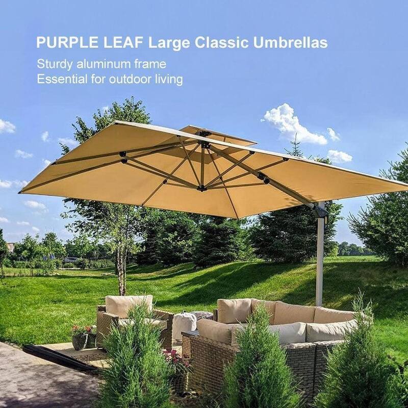 PURPLE LEAF 11ft Square Patio Cantilever Umbrella with Base Included