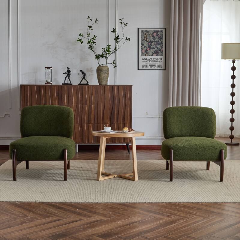 [Set of 2] 25.5" Modern Boucle Lounge Chair with Solid Wood Frame, Soft and Durable Boucle Upholstery, Perfect for Living Room