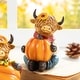 preview thumbnail 5 of 7, Glitzhome 4.25"H Set of 2 Thanksgiving Resin Highland Cow Table Decor