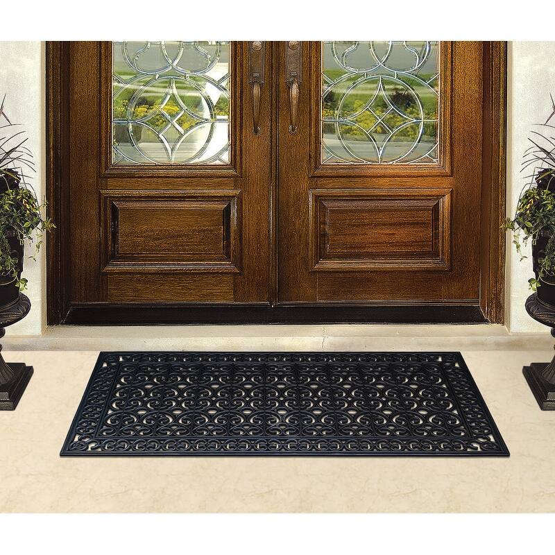 A1HC Rubber Paisley Non Slip Heavy Duty Front Door Extra Large Doormat 30" X 60"