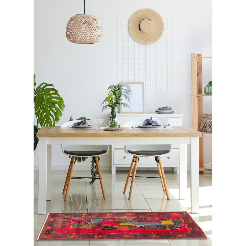 ECARPETGALLERY Hand-knotted Teimani Red Wool Rug - 3'6 x 7'0