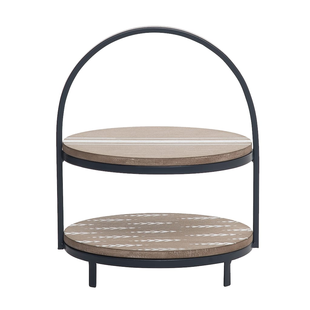 Transpac Metal 11.75 in. Multicolor Harvest Common Ground 2-Tier Server