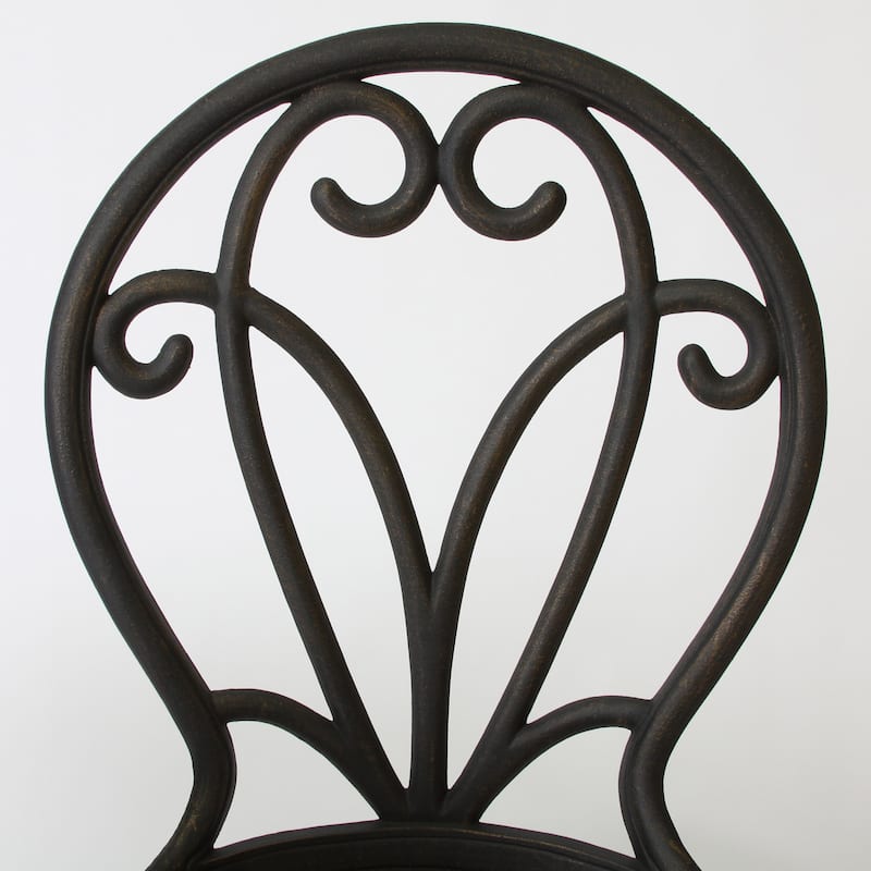 Roomfitters 3-Piece Outdoor Bistro Set Cast Aluminum Patio Dining Furniture with Round Table and Chairs, Black+Gold