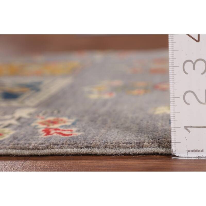 Gray Kazak Accent Rug Handmade Wool Carpet - 2'10" x 4'2"
