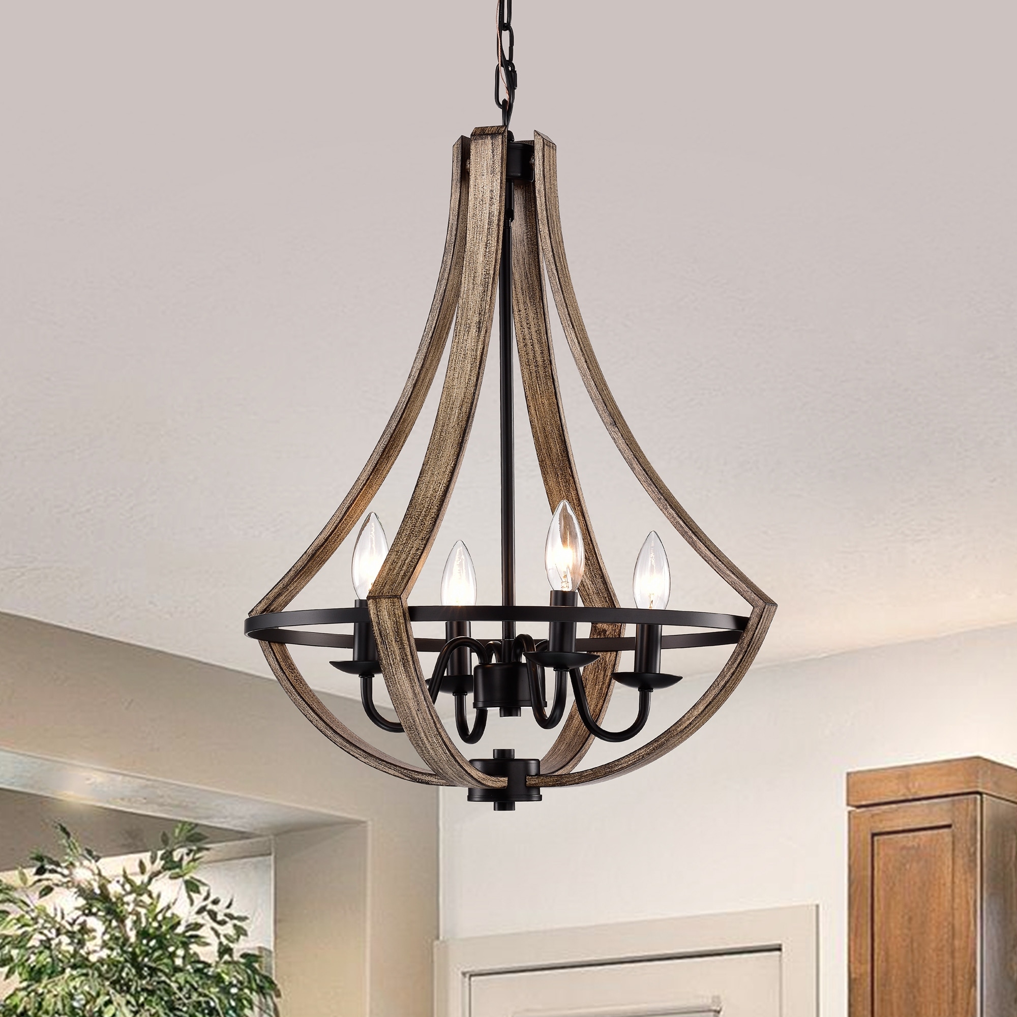 Warehouse of Tiffany Perkins Matte Black 4-Light Open Cage Chandelier