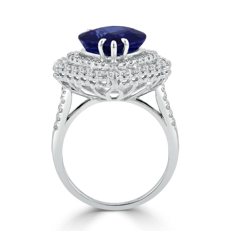 Auriya 18k Gold 8 1/2ct Pear-cut Sapphire Halo Diamond Engagement Ring 1 5/8cttw