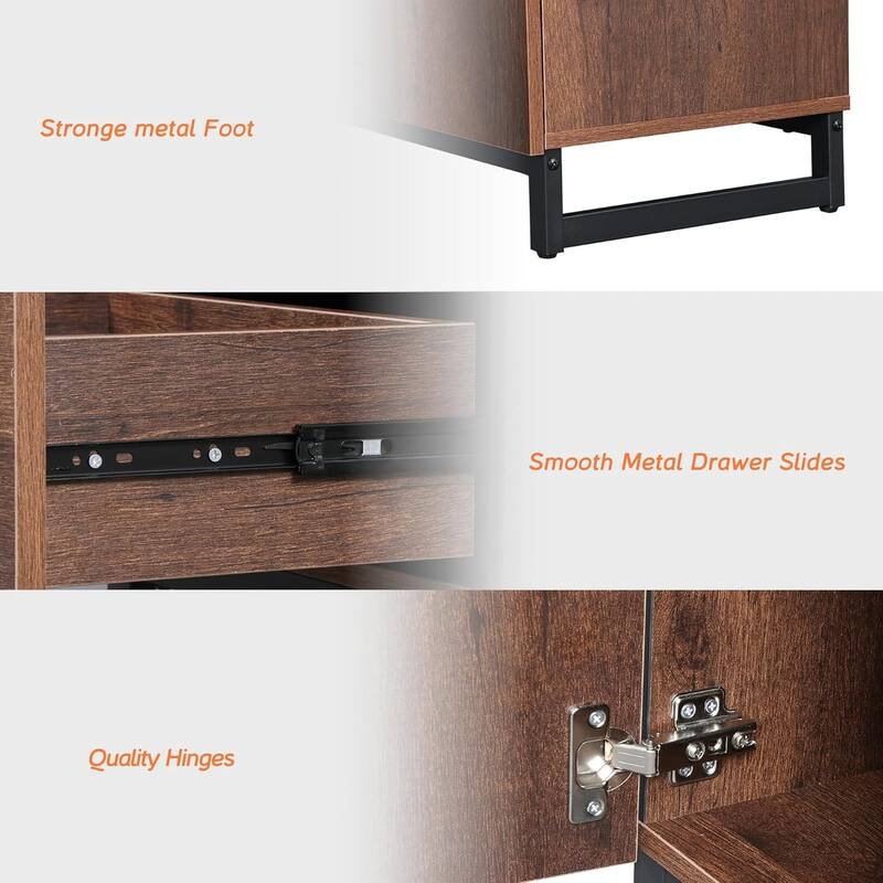 3-Piece Dresser And Nightstand Set, 94.5 Inches Dresser With 9 Drawers, 2 Nightstand With Drawer, Bedroom Furniture Set