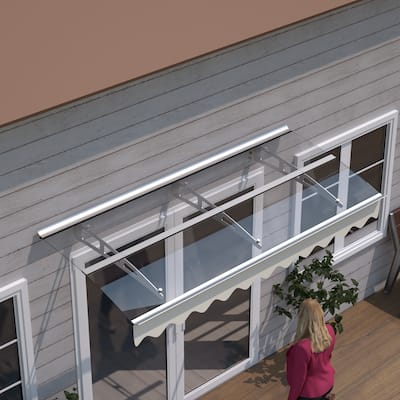 Window Awning Canopy Made of 0.137Inch Thick Crystal Solid Sheet and Aluminum Alloy for Wooden Wall House only.聽
