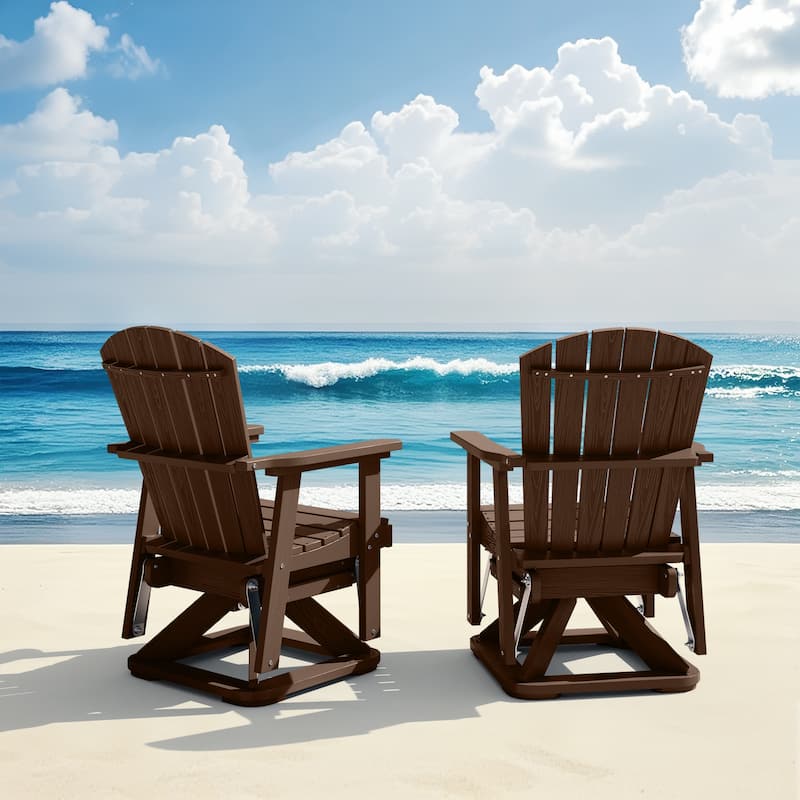 Set of 2 HDPE Adirondack Swivel Gliders, Outdoor Patio Chair Set