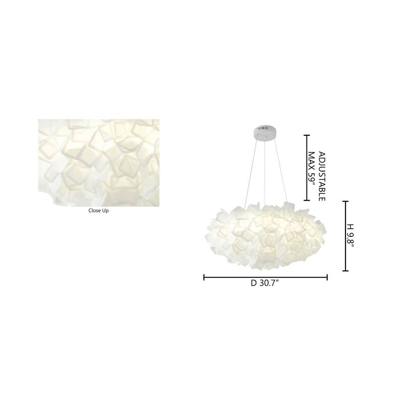 1-Light White Acrylic LED Chandelier