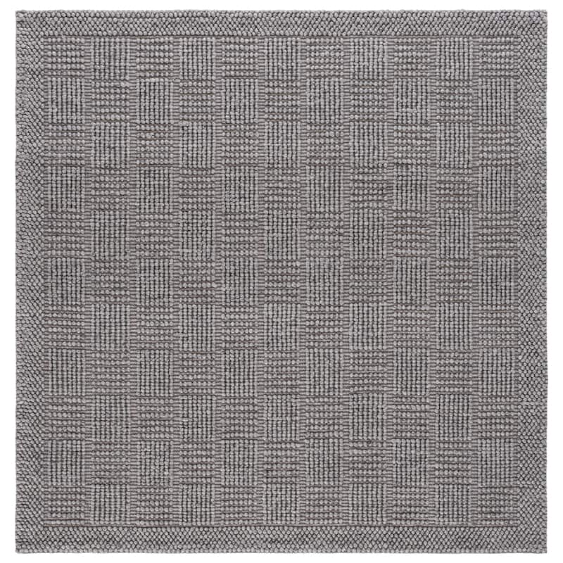 SAFAVIEH Handmade Natura Edmeia Raised Textured Wool Blend Rug - 6' Square - Grey
