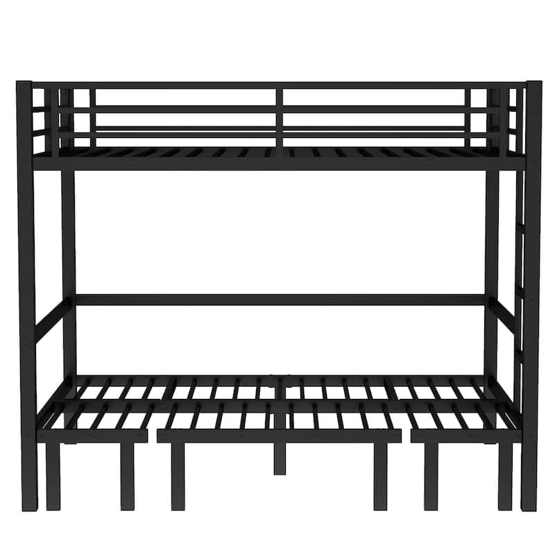 Full Over Full Size Pull-Out Bunk Bed, Lower Bunk Can Be Pulled Out In Three Sections, Top Bunk Equipped With Safety Rails