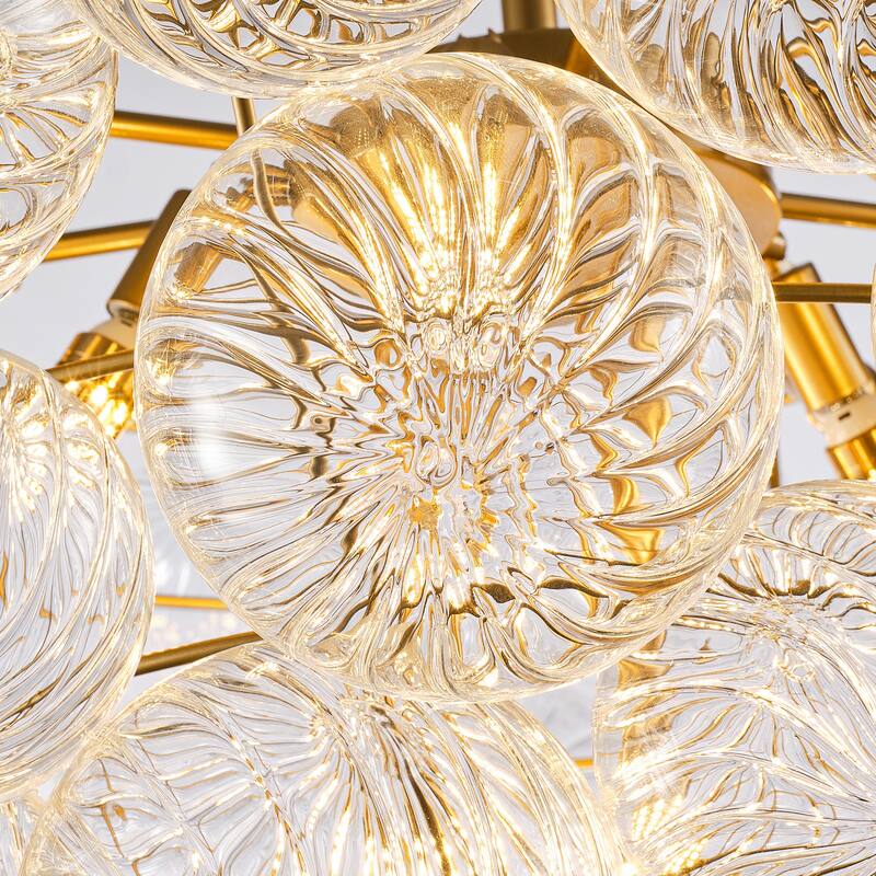 Gold Bubble Ball Chandelier, LED Pendant Light with Glass Globes