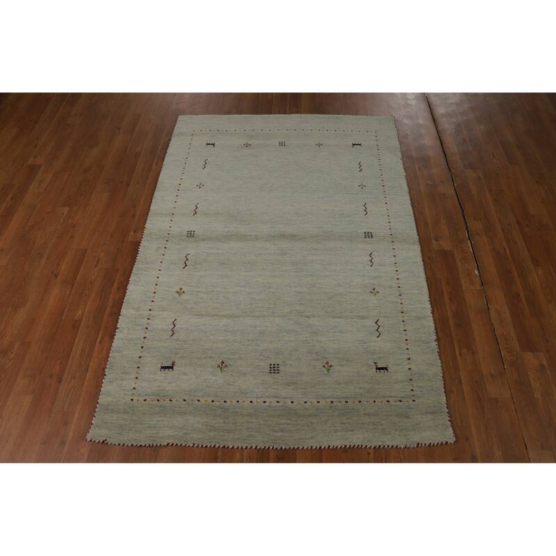 Tribal Gabbeh Indian Rug Hand-Knotted Wool Carpet - 3'11" x 5'10"