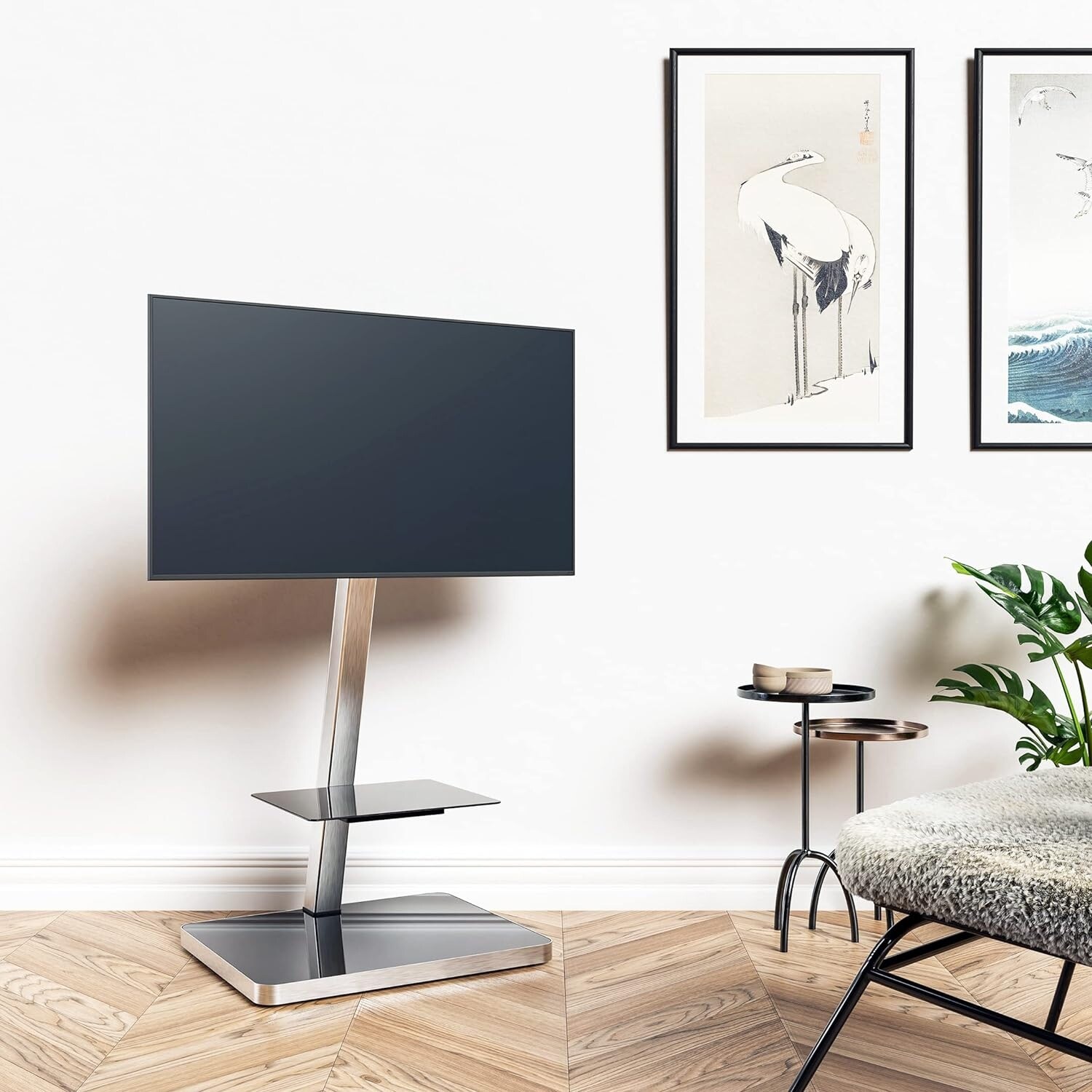 SONOROUS PL 2710 Luxury Mount Bracket TV Floor Stand with Tempered Glass Base Supports Swivel 45 Degrees 65 Inch TV Bed Bath Beyond 39681827