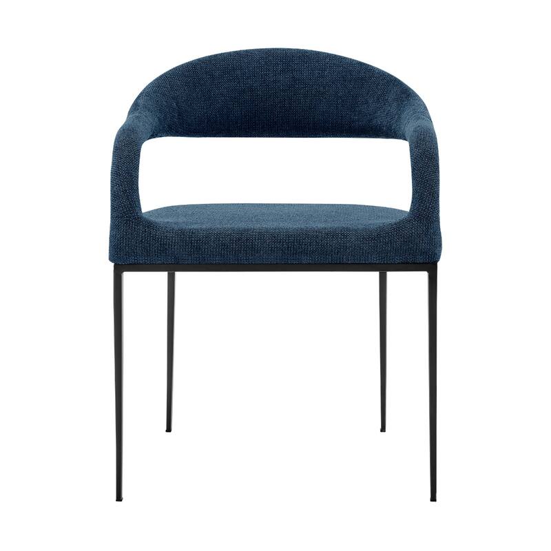 Metal Dining Armchairs with Polyester Upholstery Open Back, Set of 2 - 22” x 21” x 30” (D x W x H)
