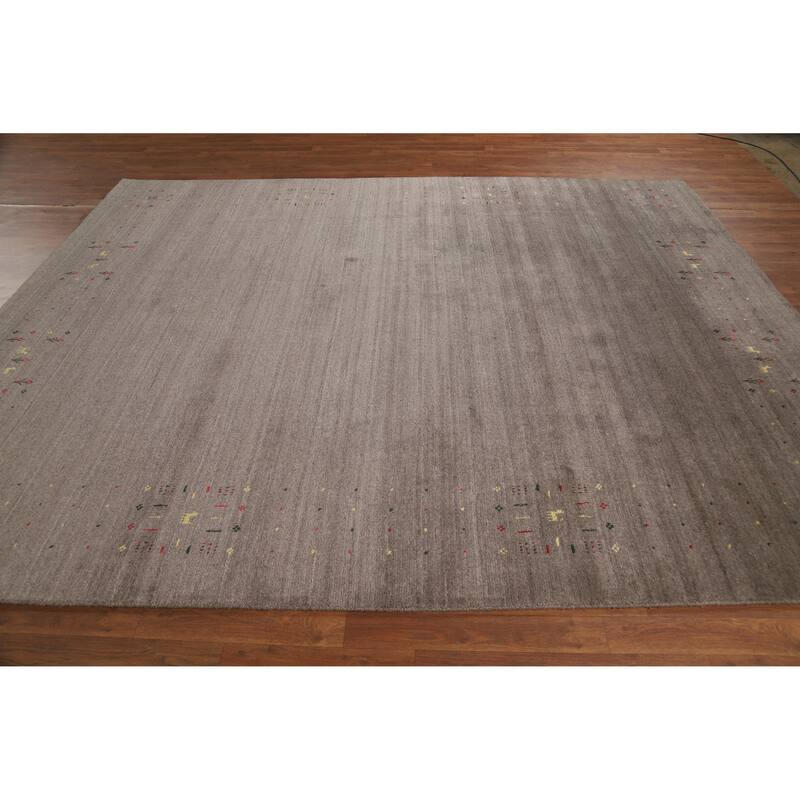 Brown Tribal Gabbeh Oriental Area Rug Hand-Knotted Wool Carpet - 7'10" x 9'7"