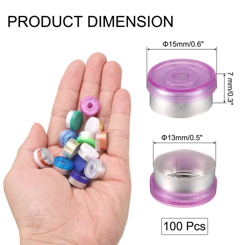 Flip Off Caps 100PCS Burr-Free Flip Off Top Caps - Pink/Silver - 13mm