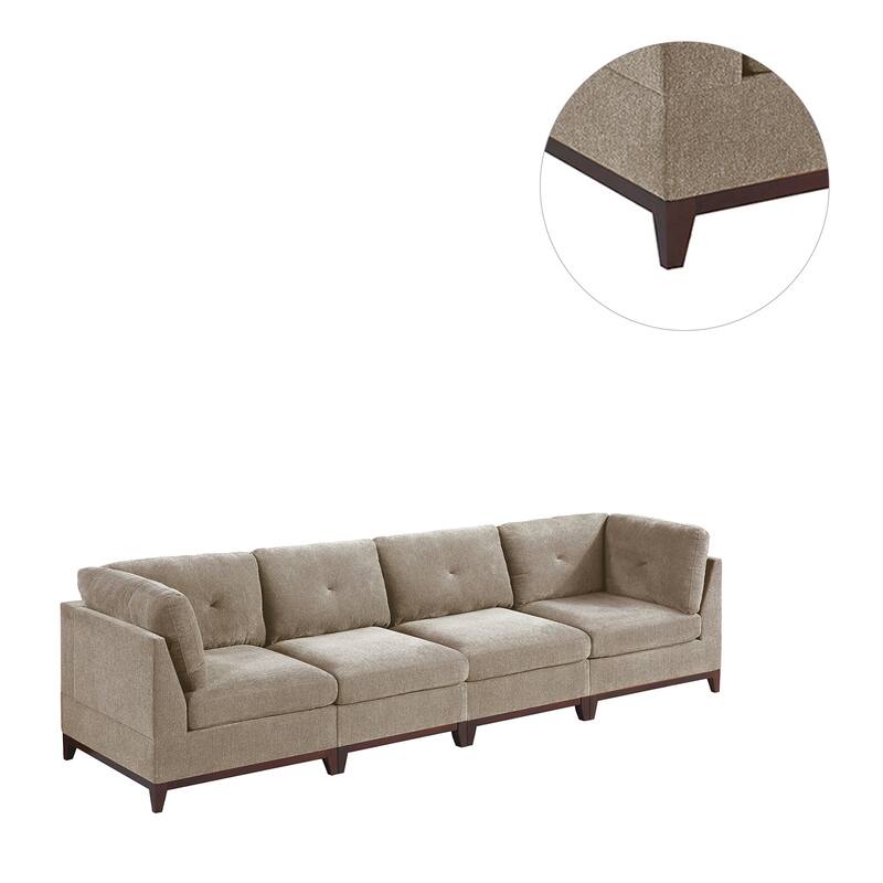 4 Piece Chenille Fabric Modular Sofa