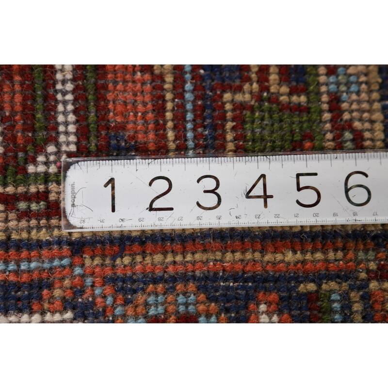 Ivory Geometric Heriz Serapi Indian Foyer Rug Handmade Wool Carpet - 3'0"x 4'11"