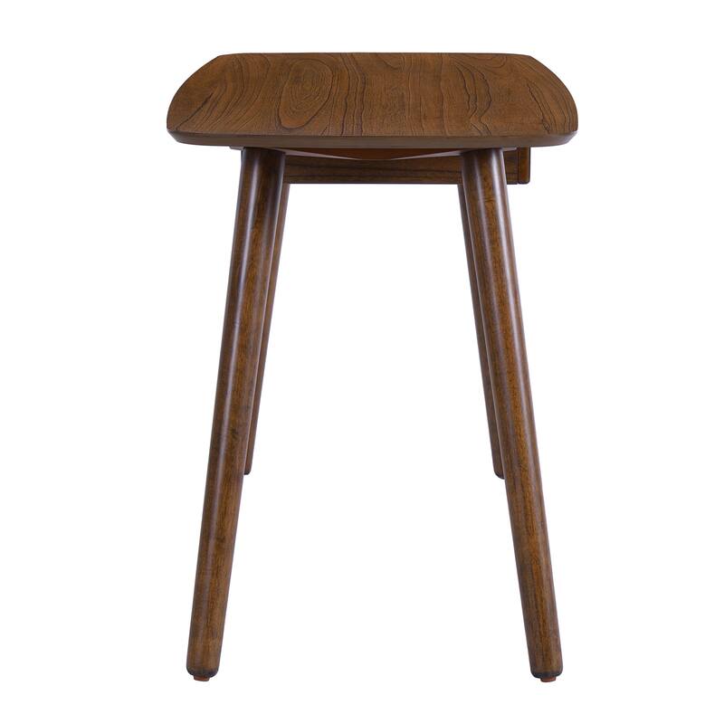 Roomfitters Mid Century Modern Writing Desk, Home Office Computer Table with Storage Nook and Tapered Wood Legs, Walnut