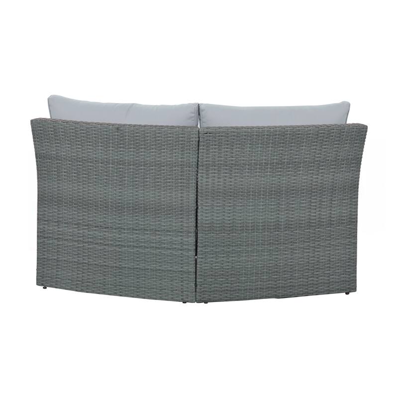10-Piece Outdoor Sectional Half Round Patio Rattan Sofa Set