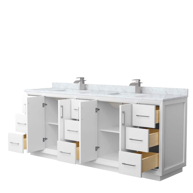 Strada 84-Inch Double Vanity Set, Carrara Marble Top