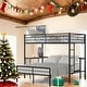 preview thumbnail 1 of 16, Industrial Minimalist Twin Over Full Metal Bunk Bed with Desk, Ladder and Quality Slats for Bedroom Black