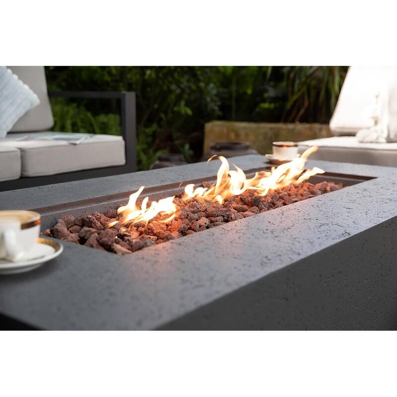 Madison 60" Rectangular Travertine Fire Pit Table by AMS Fireplace