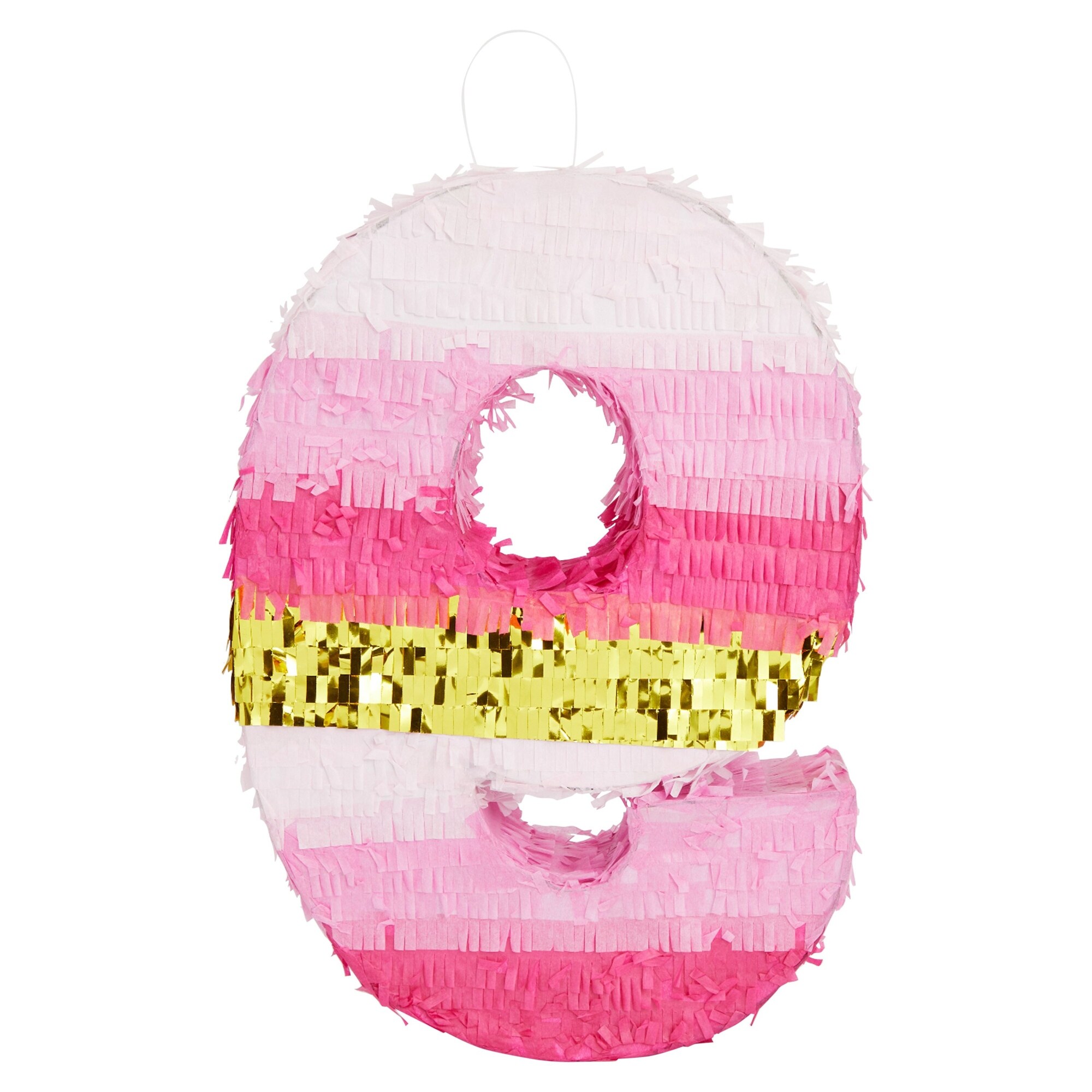 Small Pink and Gold Foil Number 1 Pinata for Kids 1st Birthday