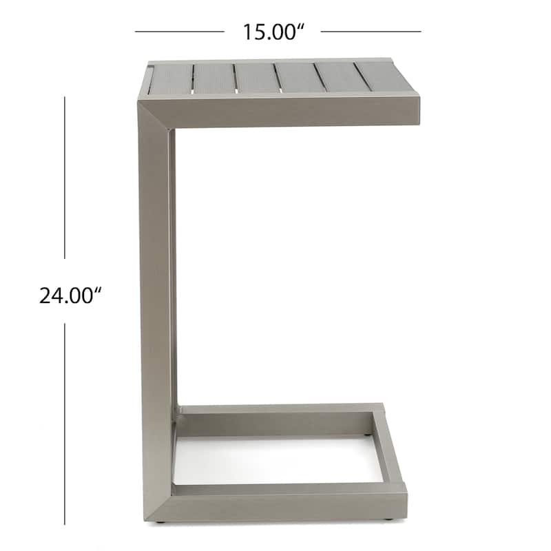 Cape Coral Outdoor Aluminum 3 Piece Chat Set with C Shaped Table by Christopher Knight Home