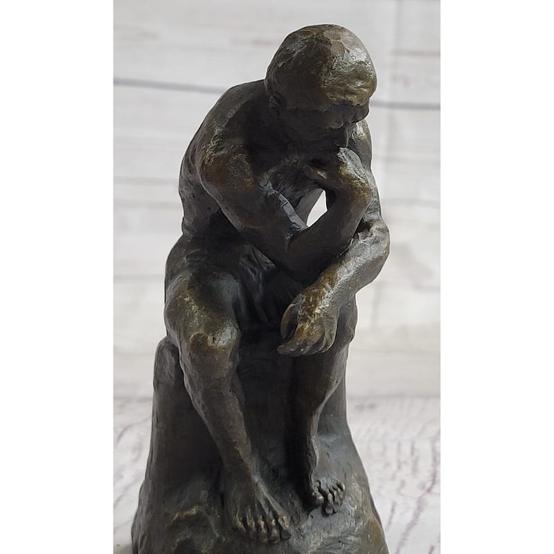 Miniature Replica Auguste Rodin Thinker Thinking Man Bronze Sculpture Statue Figure