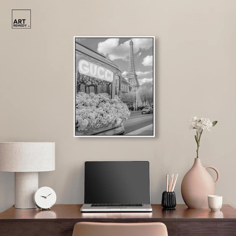 Dreamy Fashion Bus Noir Canvas by Art Remedy