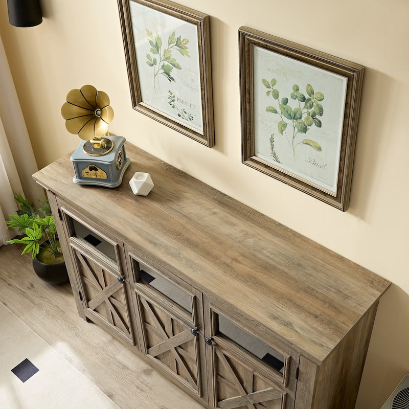 53'' Farmhouse 3-Doors Cabinet Buffet Sideboard Cabinet