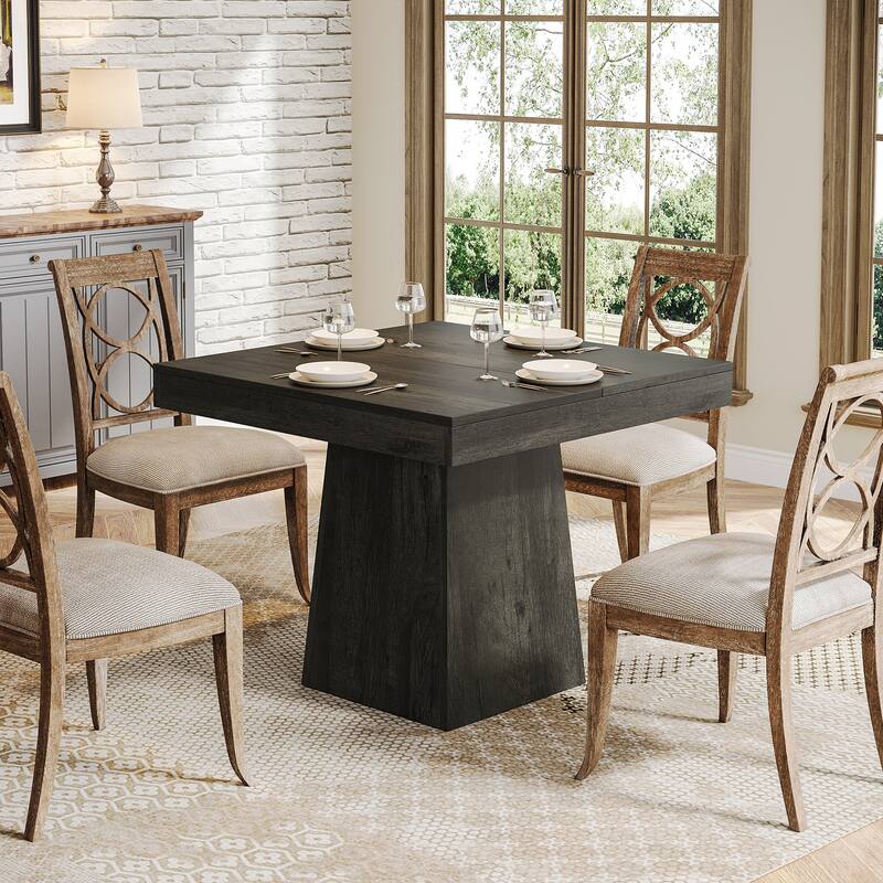 Square Dining Table for 4, 31.5-Inch Kitchen Table with Pedestal Base - 31.5"D x 31.5"W x 29.53"H