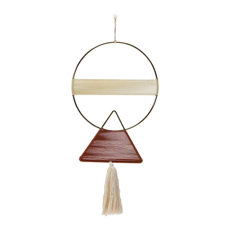 Geometric Metal and Cotton Wall Hanging with Tassel