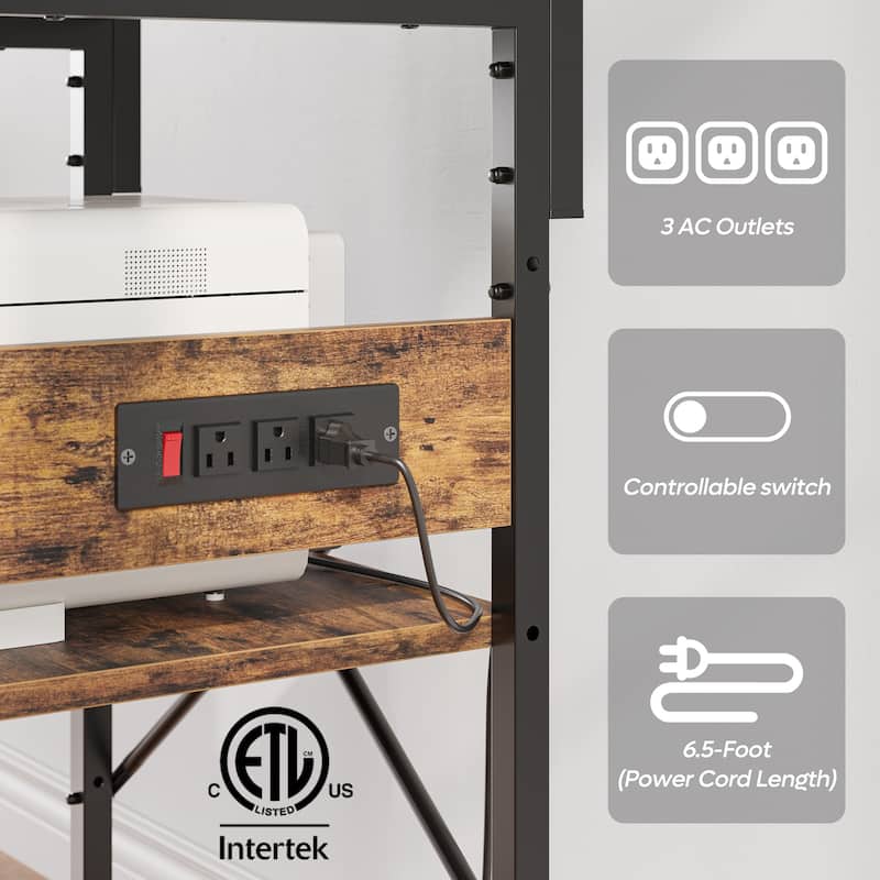 Kitchen Bakers Rack with Storage Shelves &USB Outlets, Microwave Oven Stand Kitchen Shelf Organizer