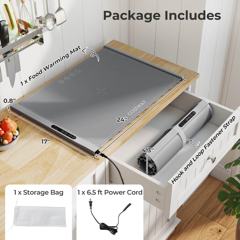 Costway Rollable & Portable Electric Warming Tray with Fasting Heating - See Details