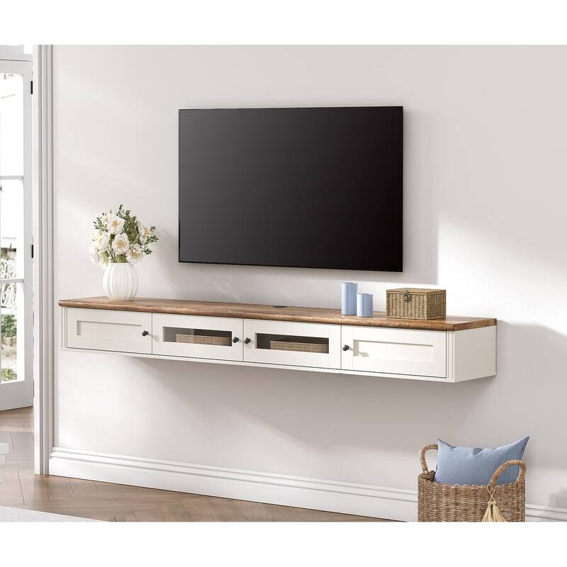 Floating TV Stand with Charging Station for TVs up to 80 Inch