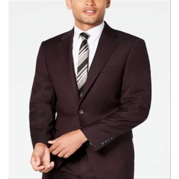 Calvin Klein Men's X Fit Slim Fit Stretch Textured Suit Jacket Red