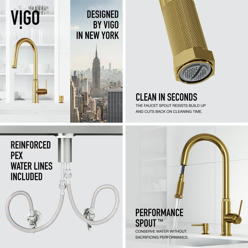 VIGO Hart Arched 18" H Single Handle Pull-Down Kitchen Faucet